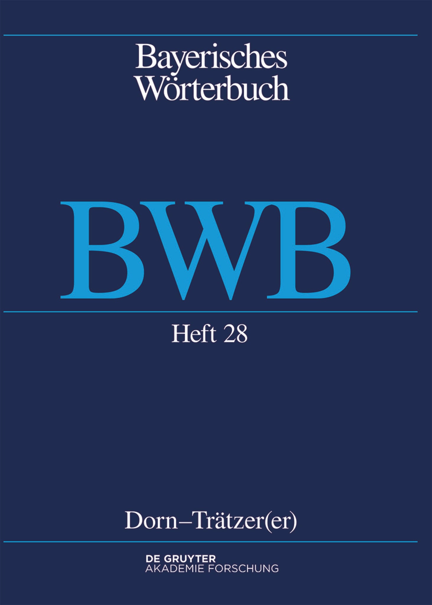 Cover image for Dorn – Trätzer(er) ISBN 9783110679199