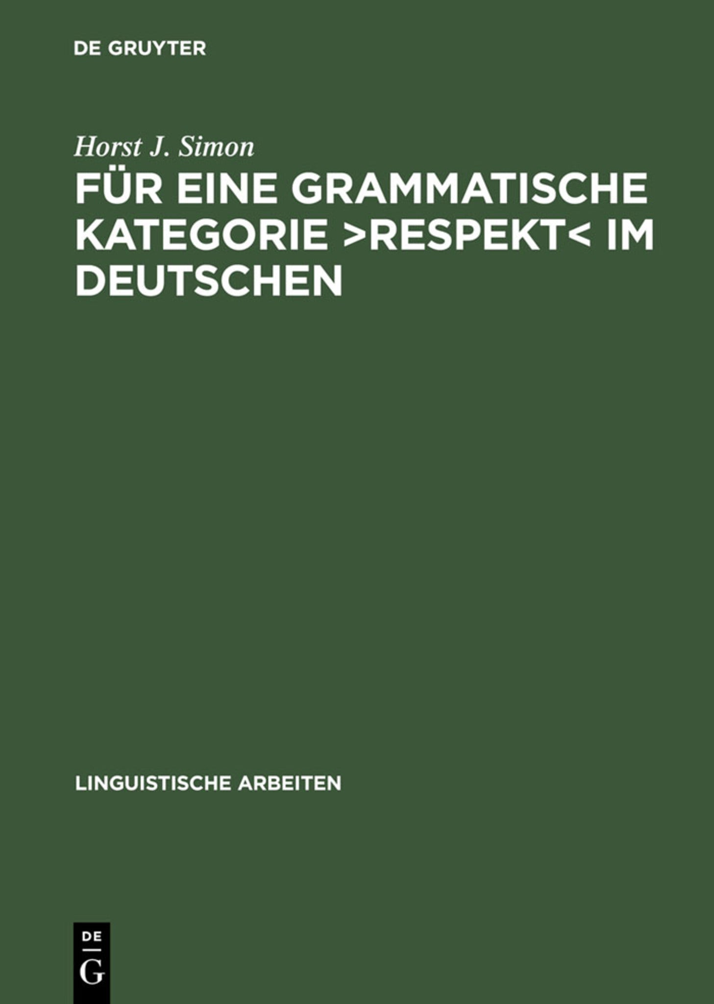 Für eine grammatische Kategorie >Respekt