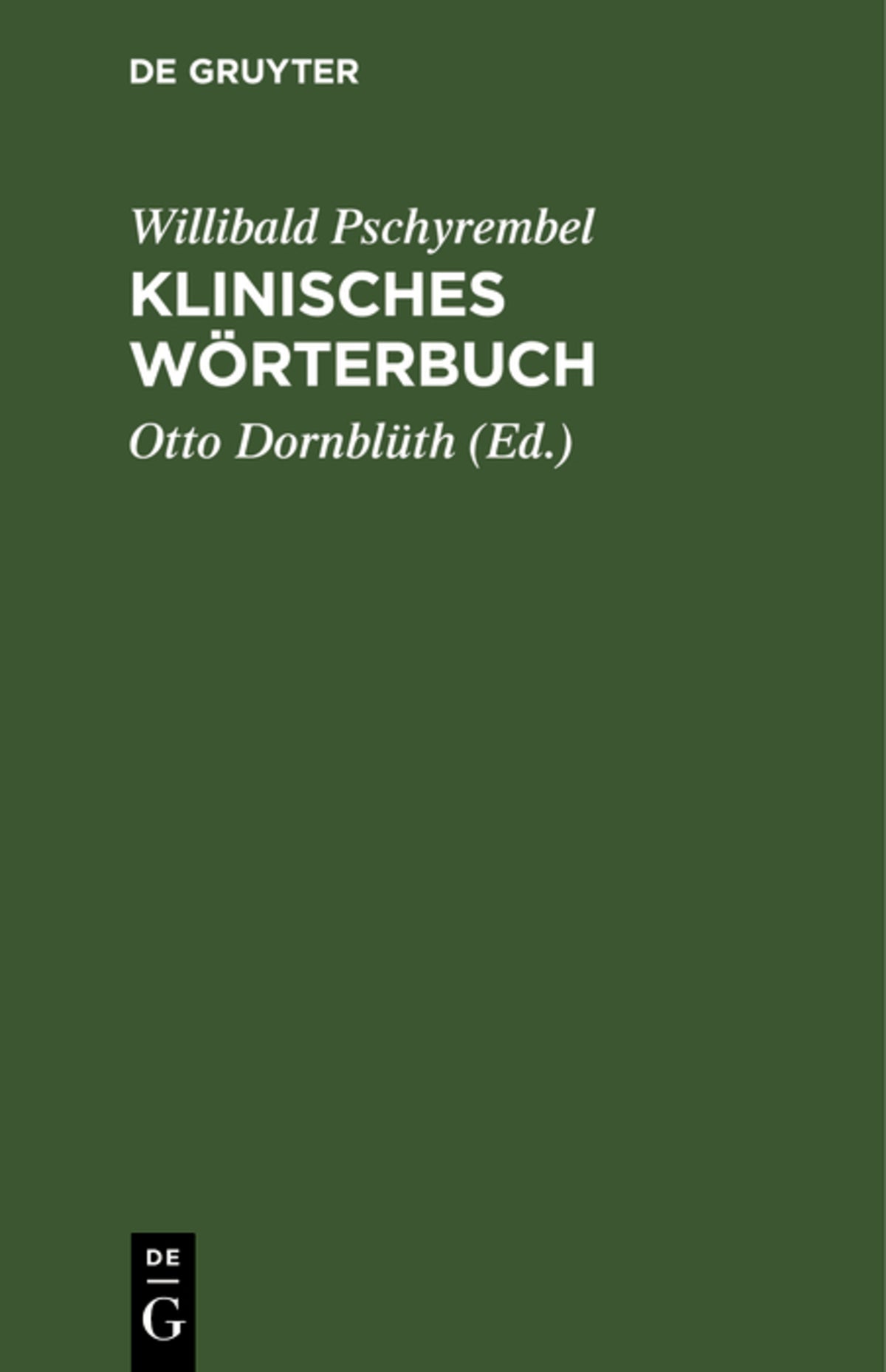 Cover image for Klinisches Wörterbuch ISBN 9783111137391