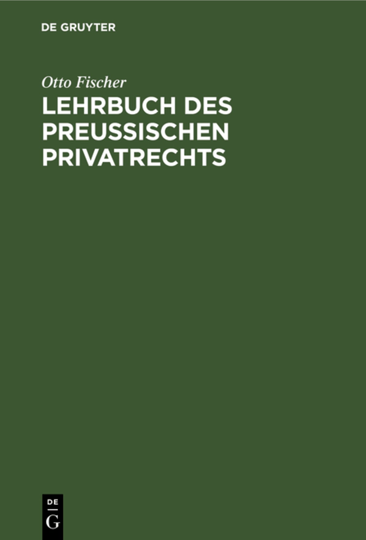 Cover image for Lehrbuch des preußischen Privatrechts ISBN 9783112377734
