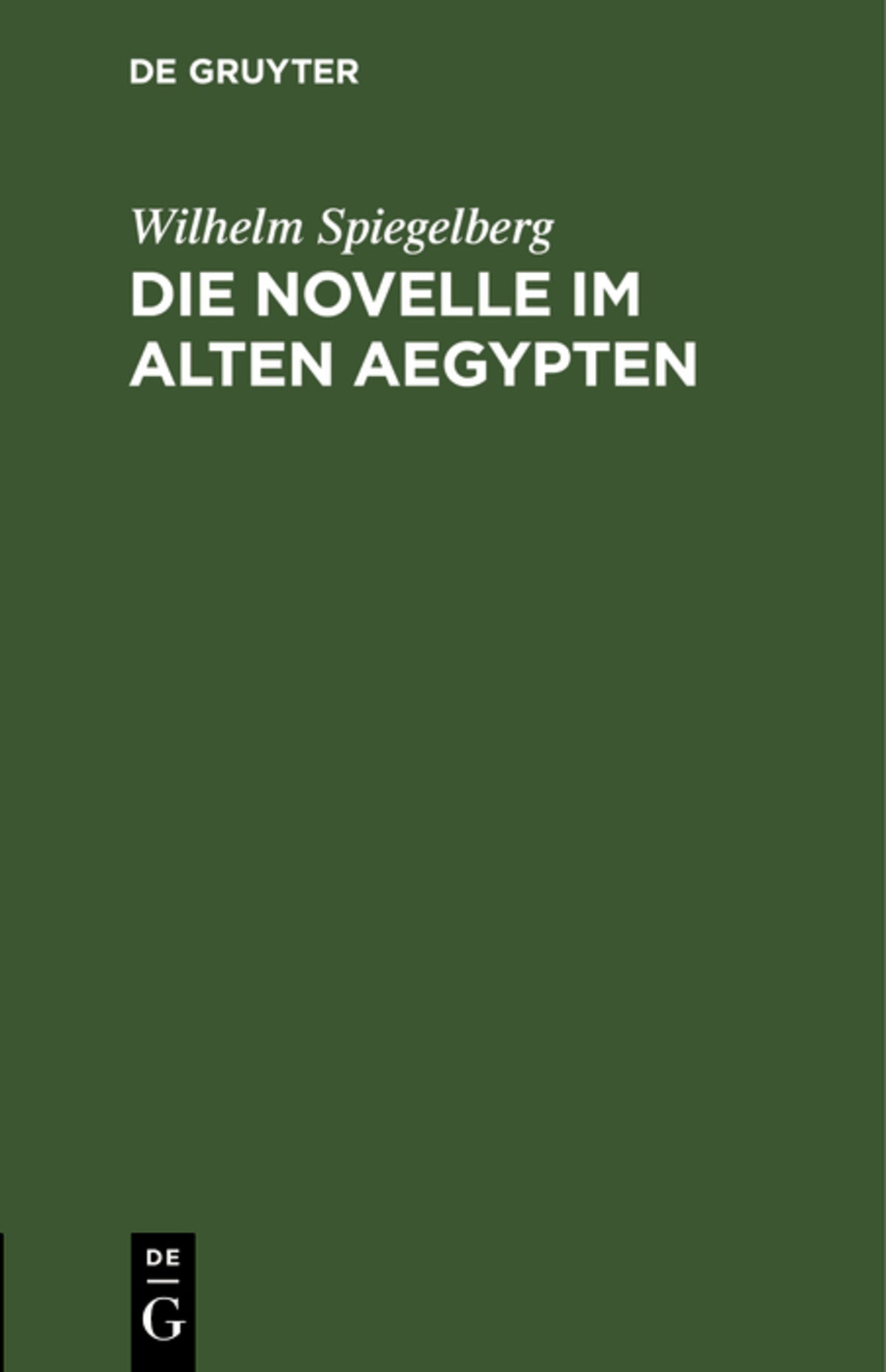 Cover image for Die Novelle im alten Aegypten ISBN 9783111113180