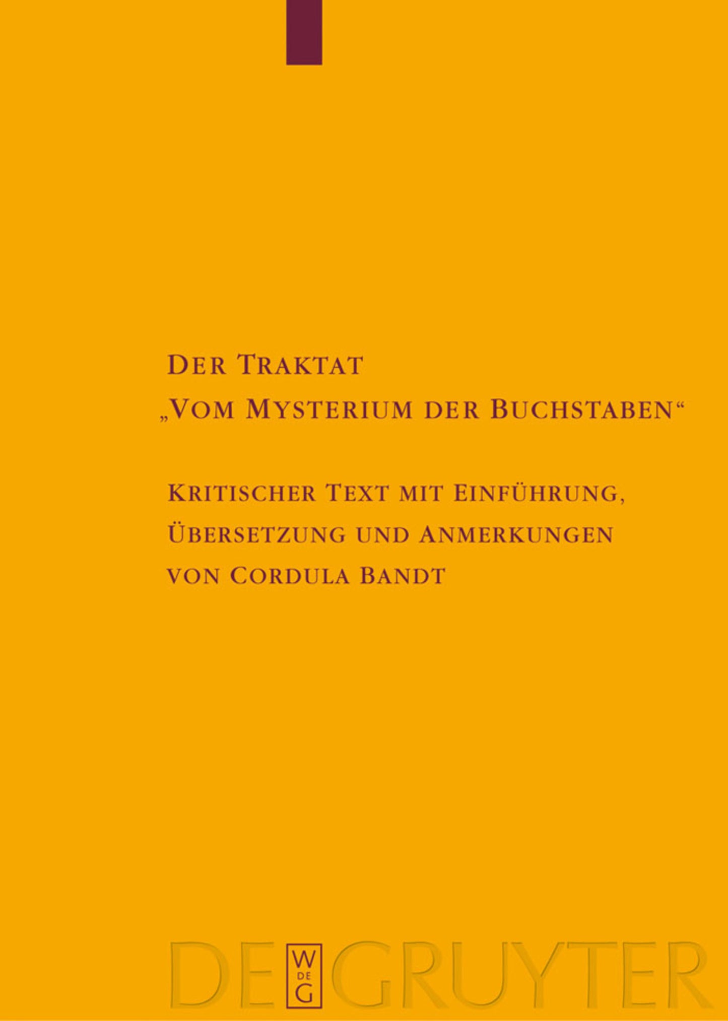 Der Traktat "Vom Mysterium der Buchstaben"