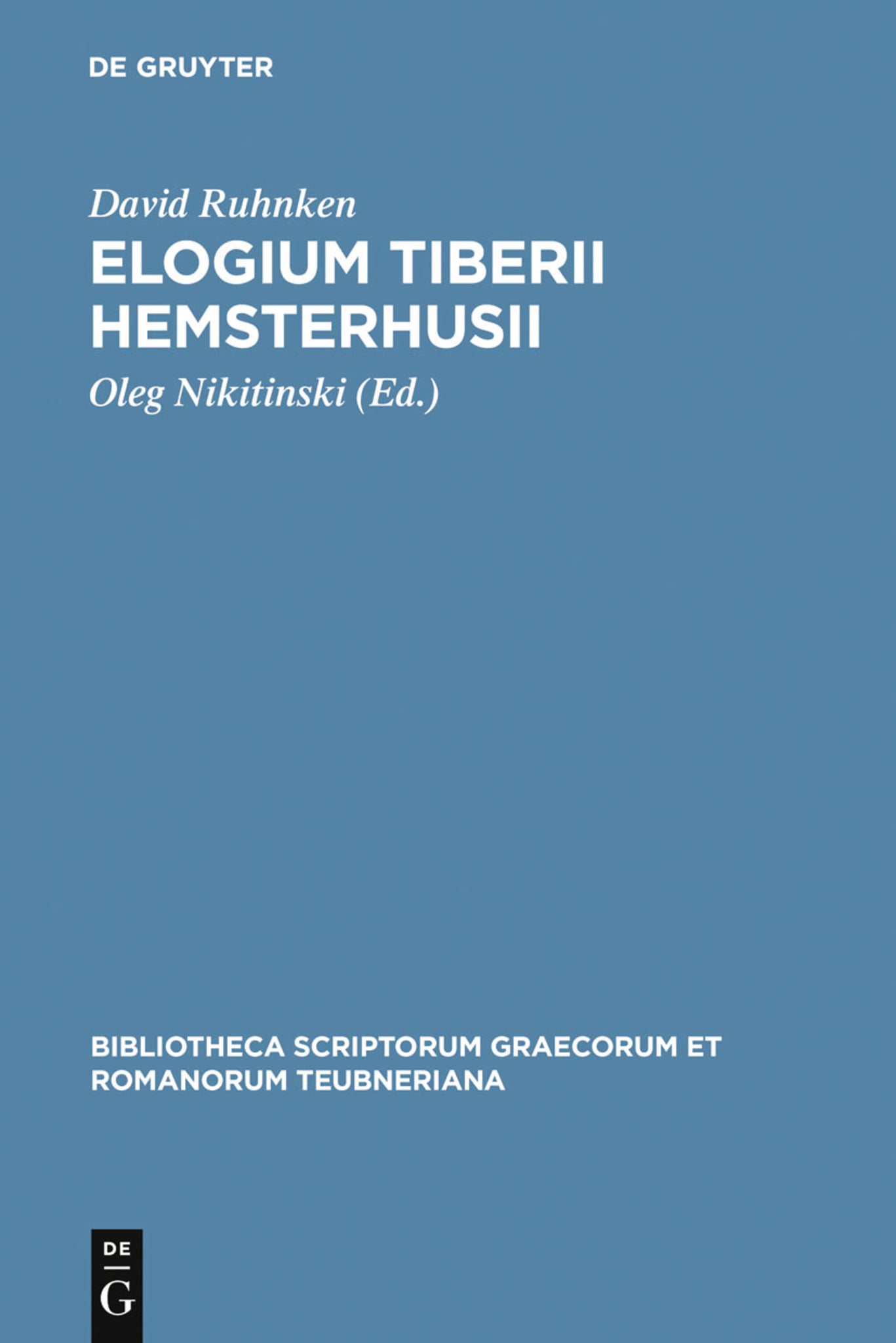 Cover image for Elogium Tiberii Hemsterhusii ISBN 9783598713224