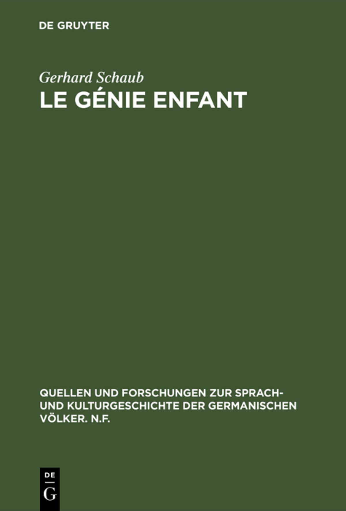 Cover image for Le génie enfant ISBN 9783110038149