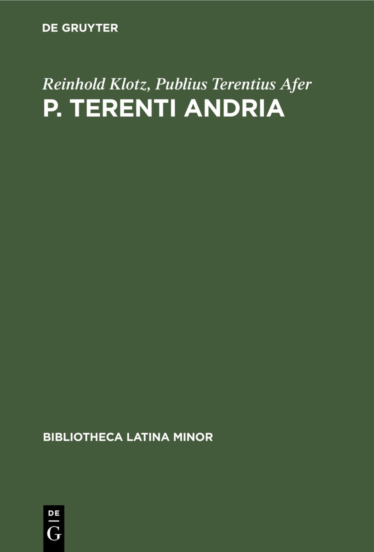 Cover image for P. Terenti Andria ISBN 9783112356616