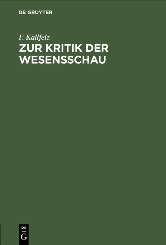 Zur Kritik der Wesensschau