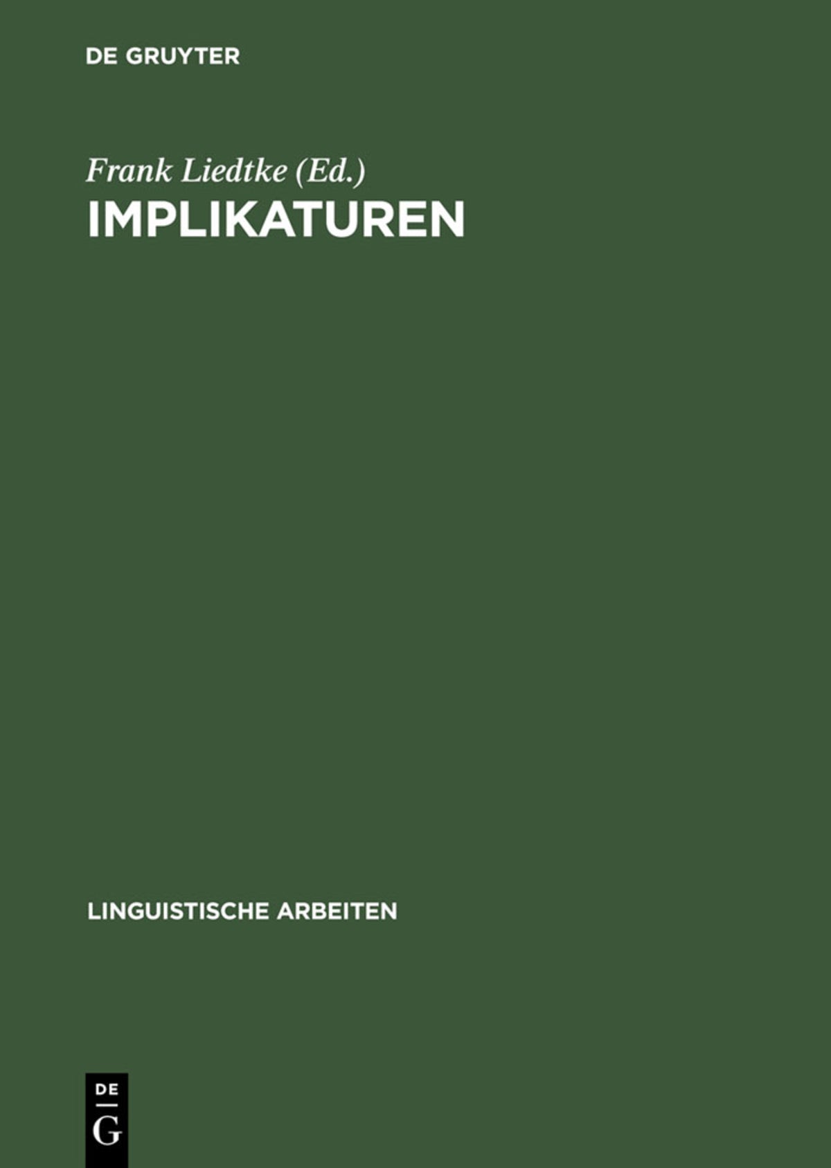 Cover image for Implikaturen ISBN 9783484303430