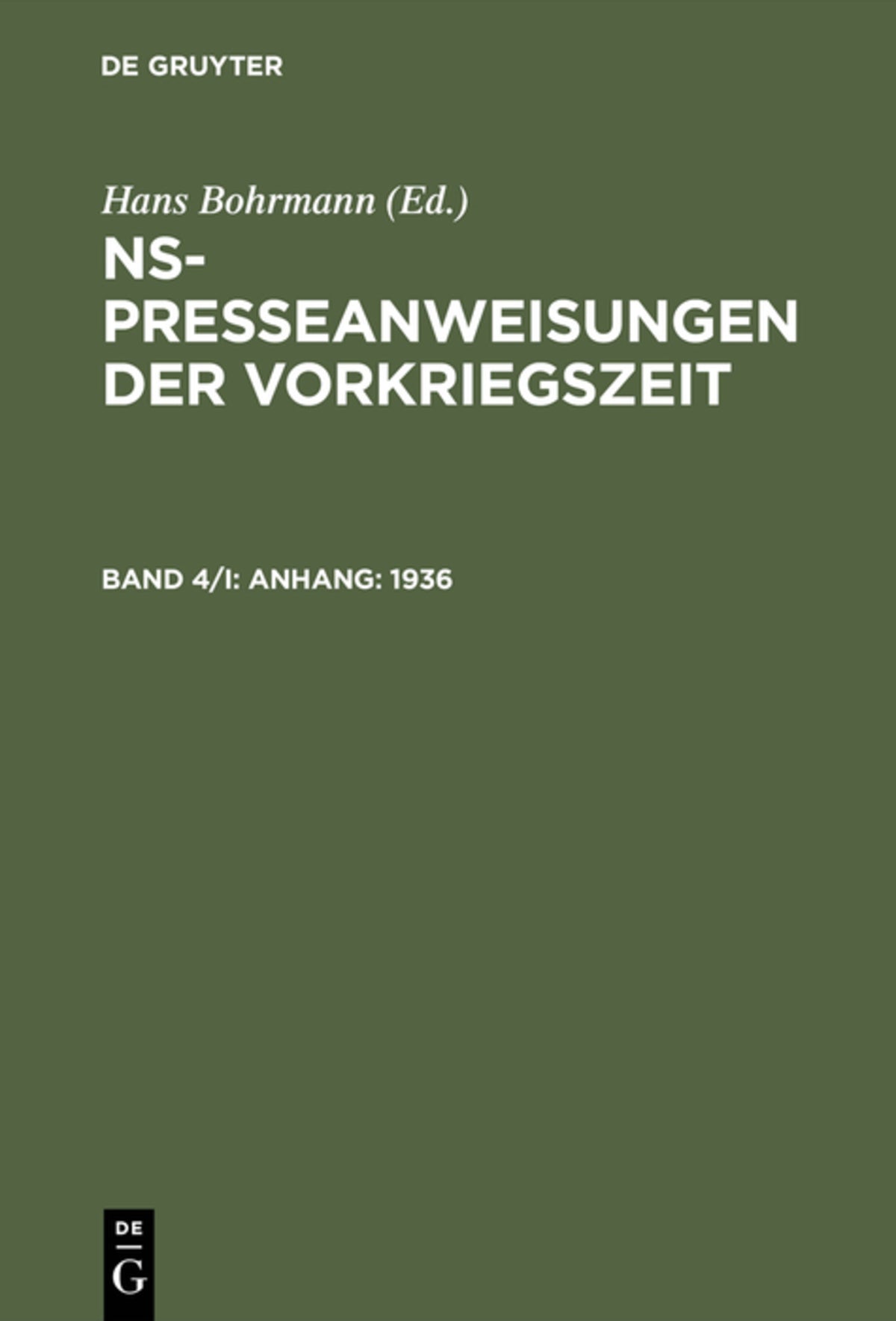 Cover image for Anhang: 1936 ISBN 9783598110047