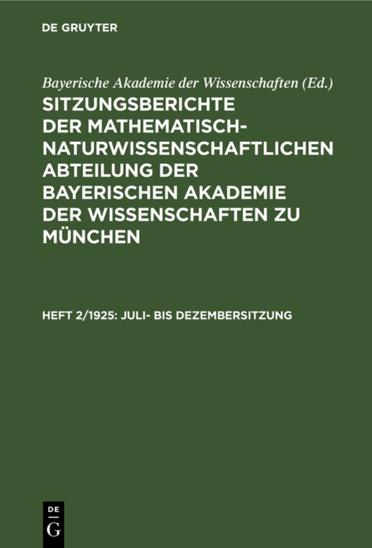 Juli- bis Dezembersitzung