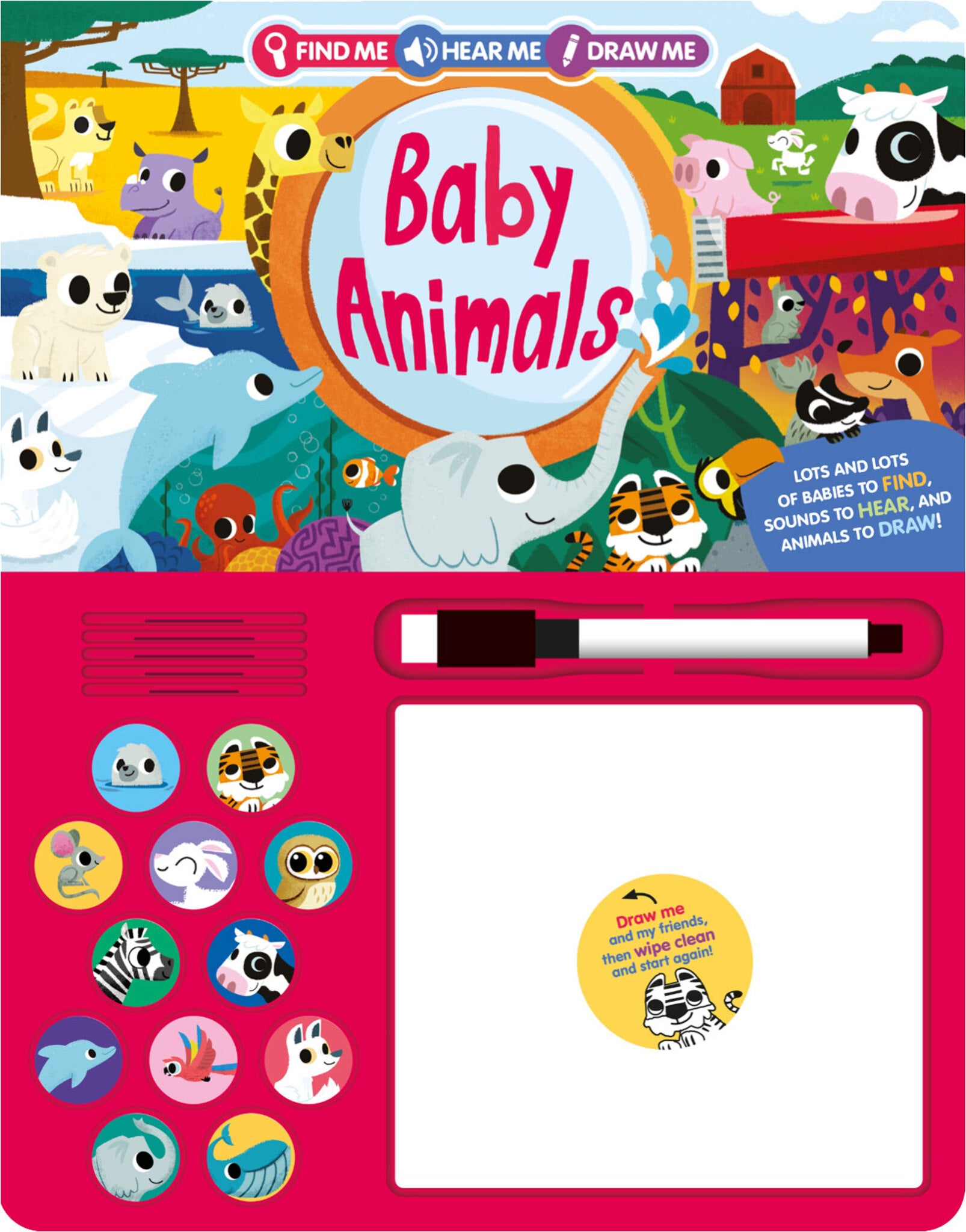 Cover image for Find Me, Hear Me, Draw Me: Baby Animals ISBN 9781837160341