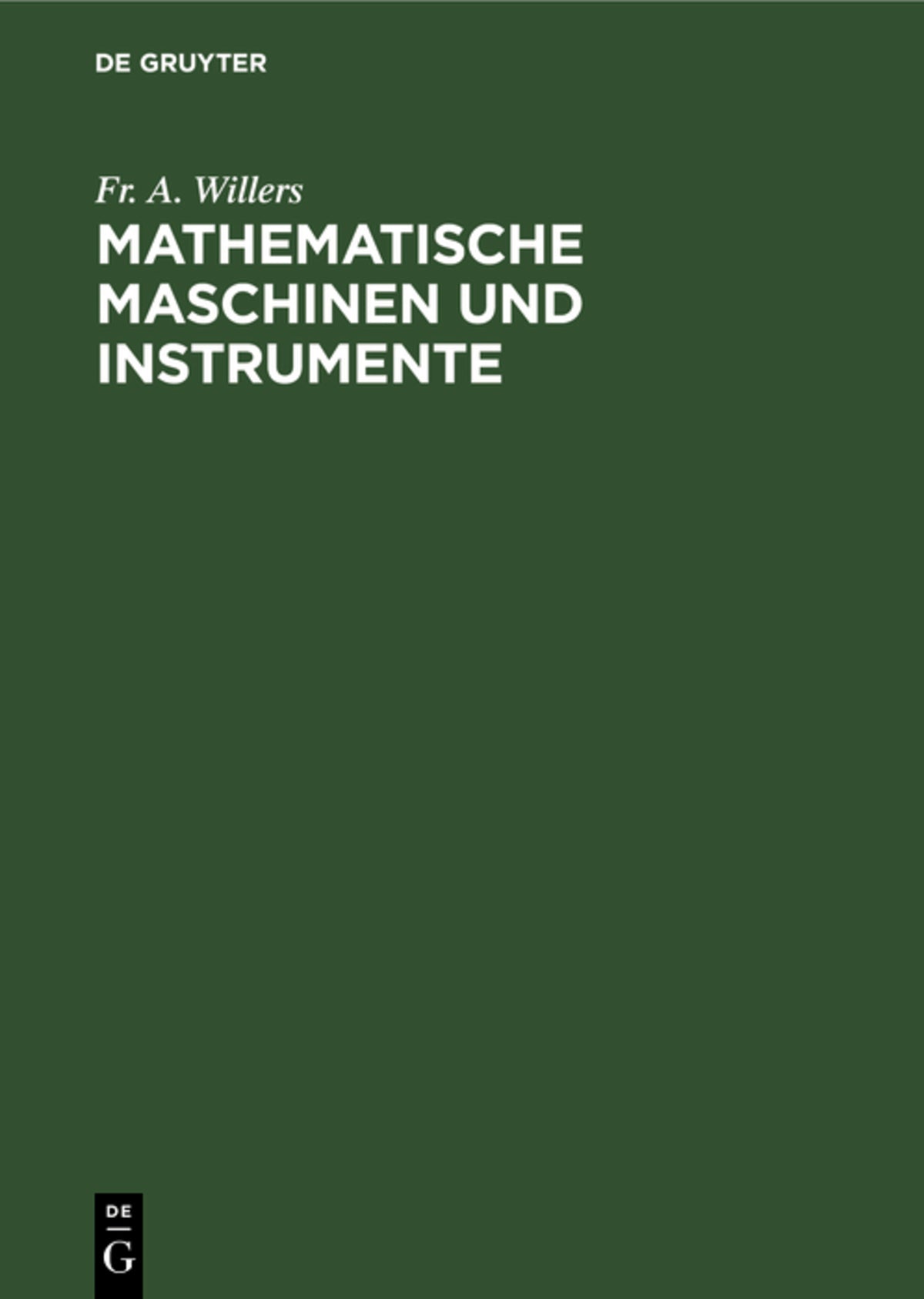 Cover image for Mathematische Maschinen und Instrumente ISBN 9783112645192