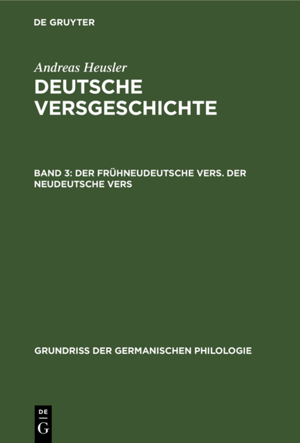 Cover image for Der frühneudeutsche Vers. Der neudeutsche Vers ISBN 9783110987904