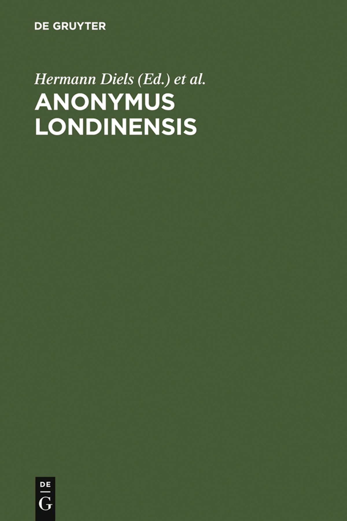 Cover image for Anonymus Londinensis ISBN 9783111284446