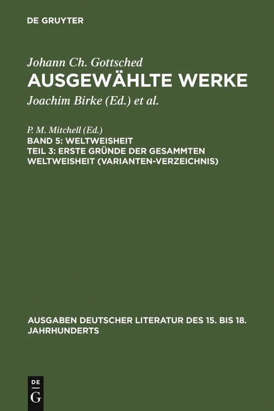 Erste Gründe der gesammten Weltweisheit (Variantenverzeichnis)