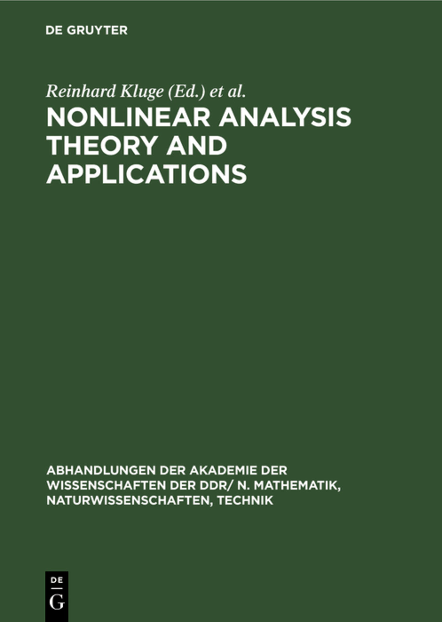 Nonlinear Analysis Theory and Applications