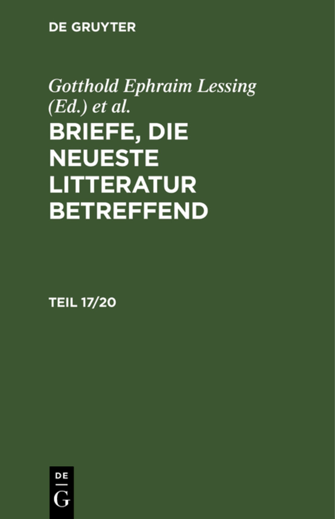 Briefe, die neueste Litteratur betreffend. Teil 17/20