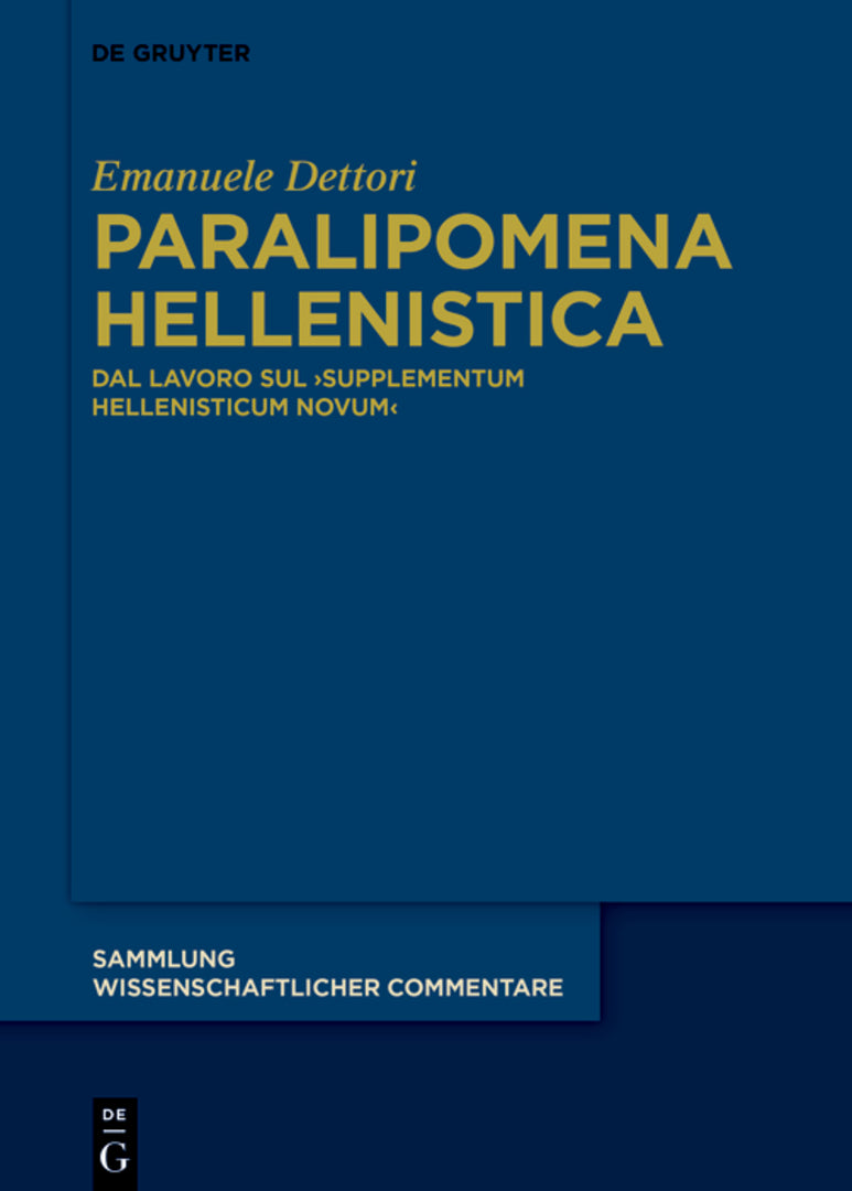 Cover image for Paralipomena Hellenistica ISBN 9783112245200