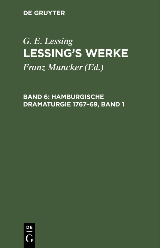 Hamburgische Dramaturgie 1767–69, Band 1