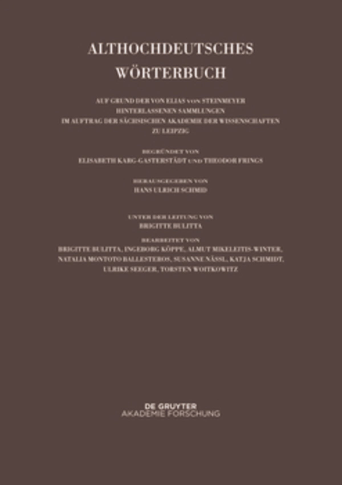 Cover image for Band VII: O – R. 1. und 2. Lieferung (o bis ouga) ISBN 9783110460834