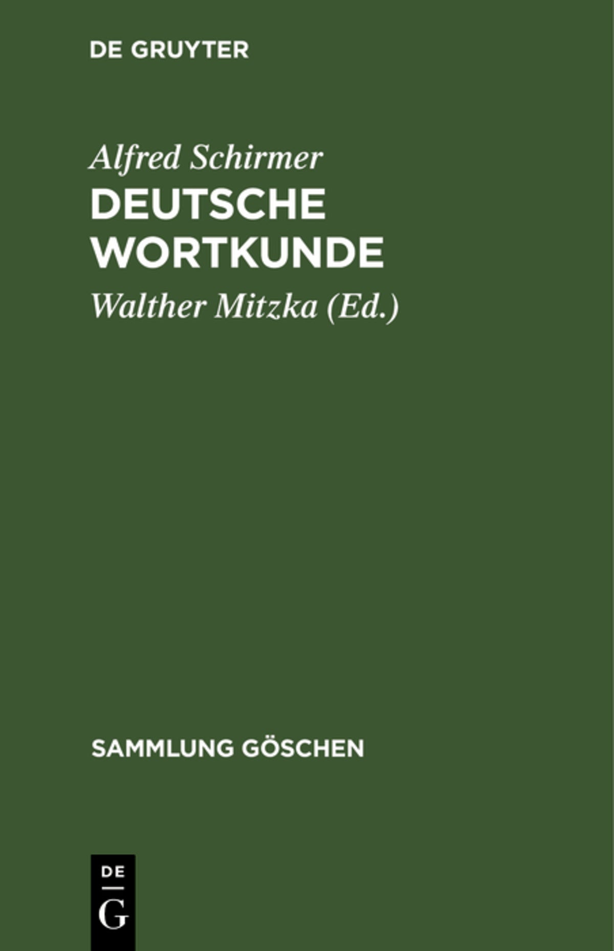 Cover image for Deutsche Wortkunde ISBN 9783111011318