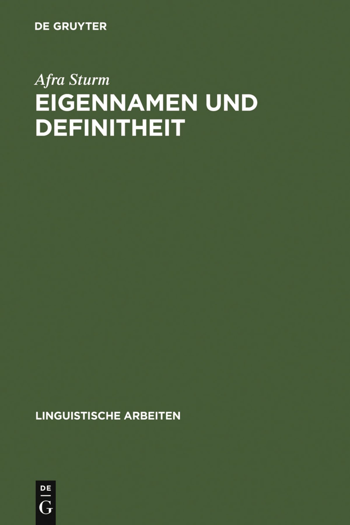 Cover image for Eigennamen und Definitheit ISBN 9783484304987