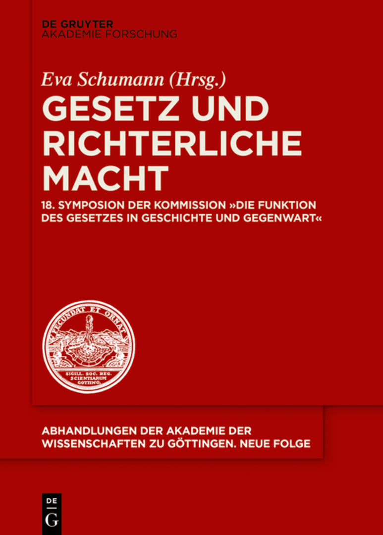 Cover image for Gesetz und richterliche Macht ISBN 9783110649994