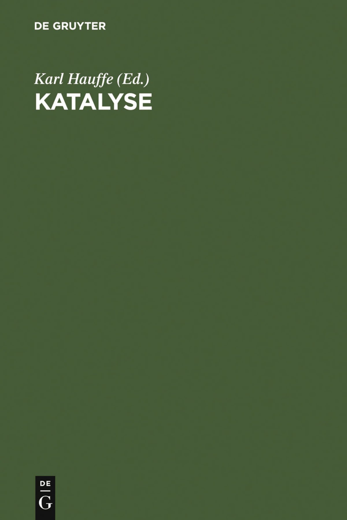 Cover image for Katalyse ISBN 9783110046052