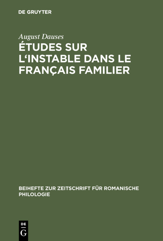 Études sur l'instable dans le français familier