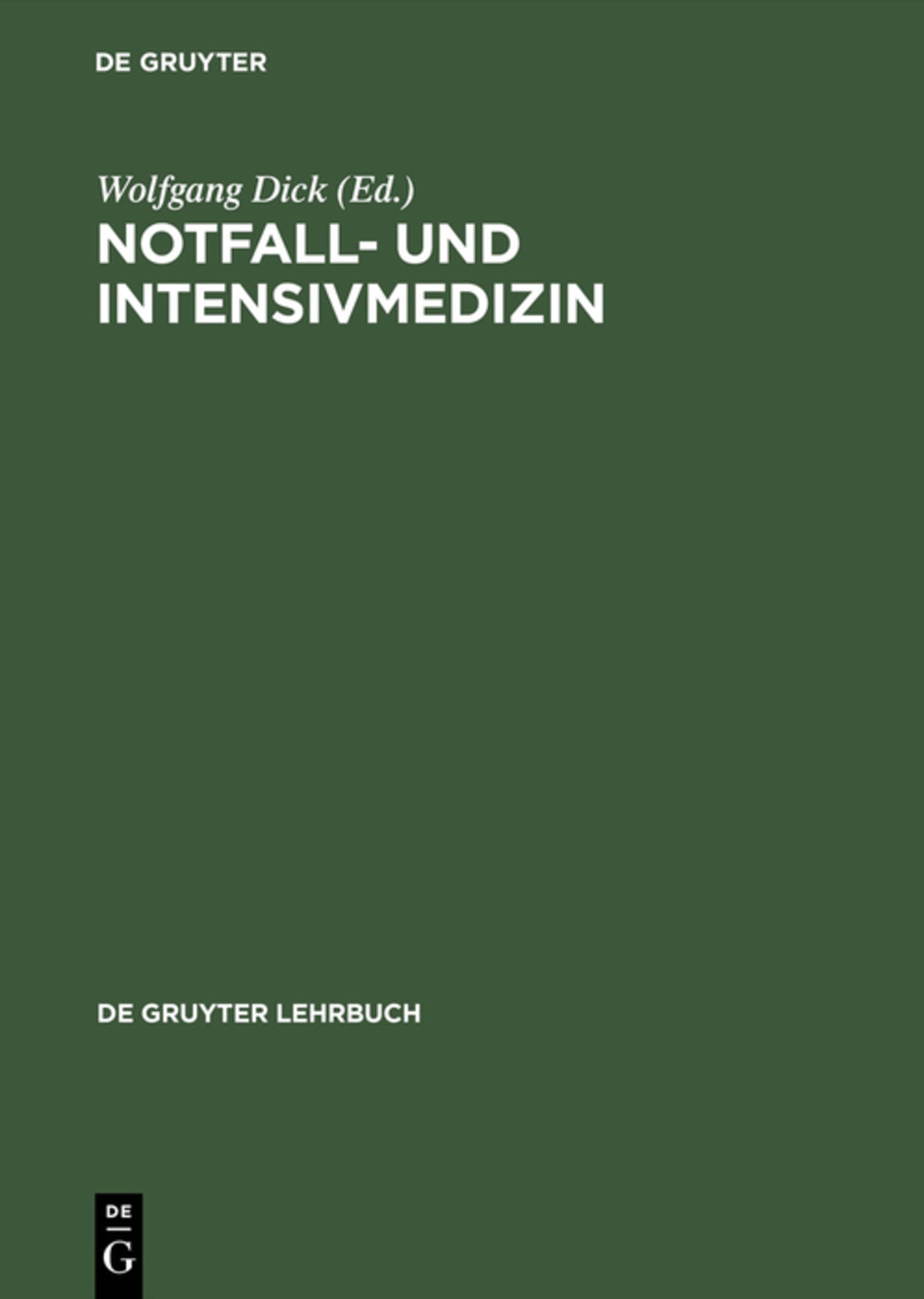 Cover image for Notfall- und Intensivmedizin ISBN 9783110153460