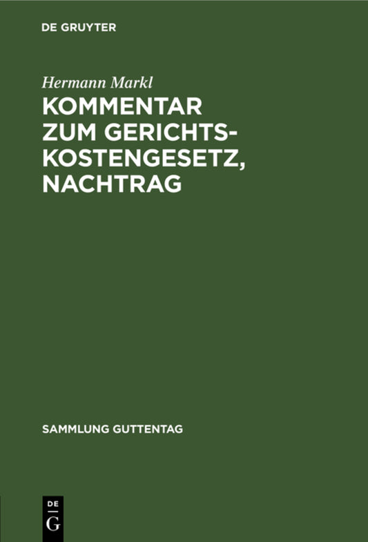 Kommentar zum Gerichtskostengesetz, Nachtrag