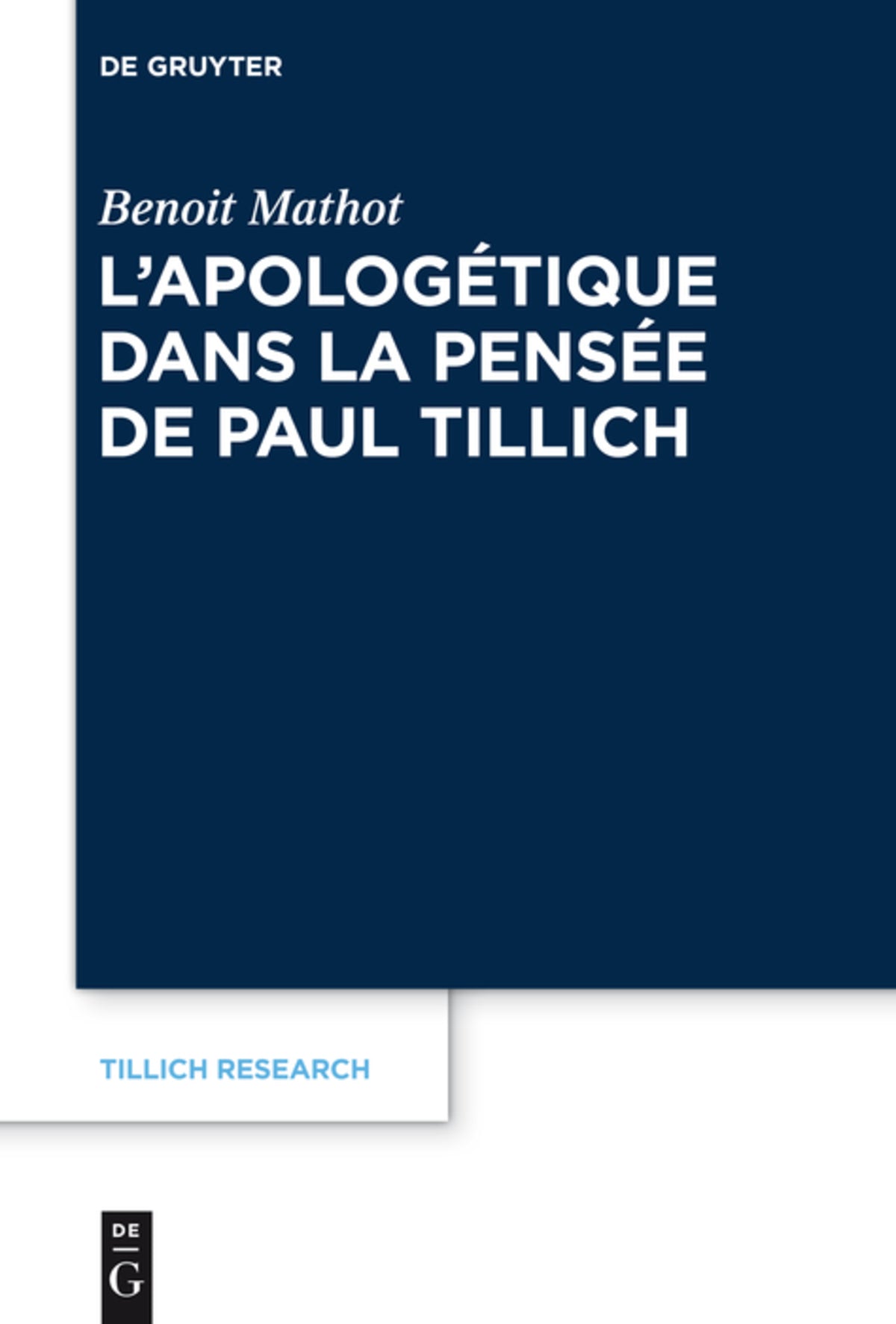 Cover image for L’apologétique dans la pensée de Paul Tillich ISBN 9783110364583