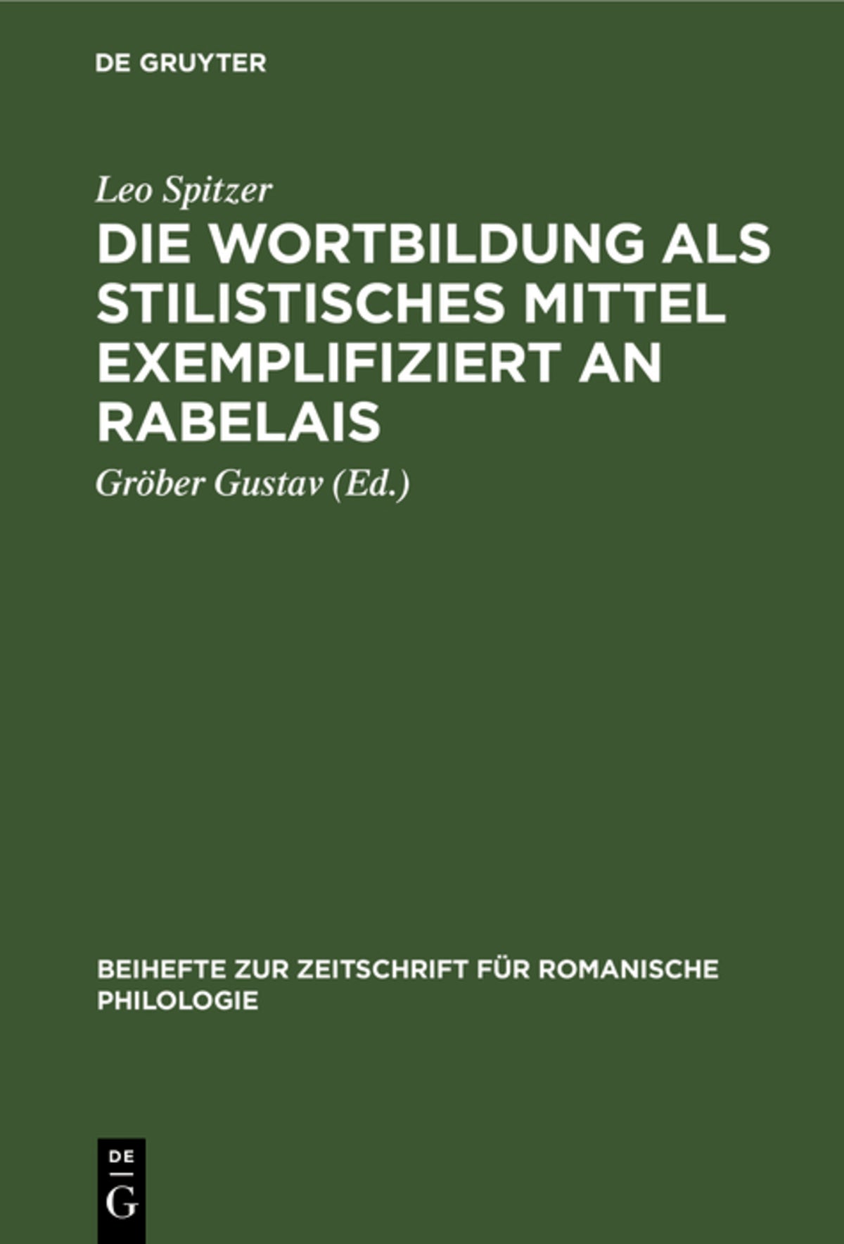 Cover image for Die Wortbildung als stilistisches Mittel exemplifiziert an Rabelais ISBN 9783112324172