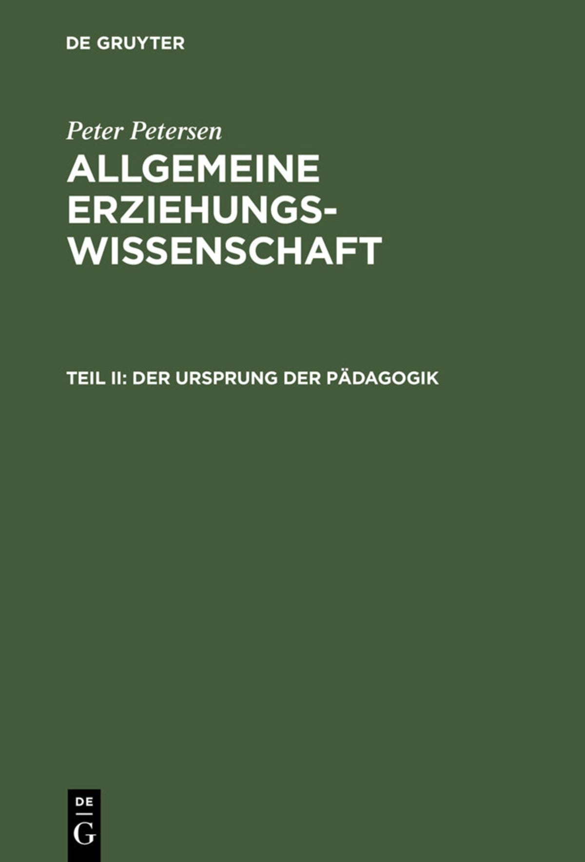 Cover image for Der Ursprung der Pädagogik ISBN 9783111206714