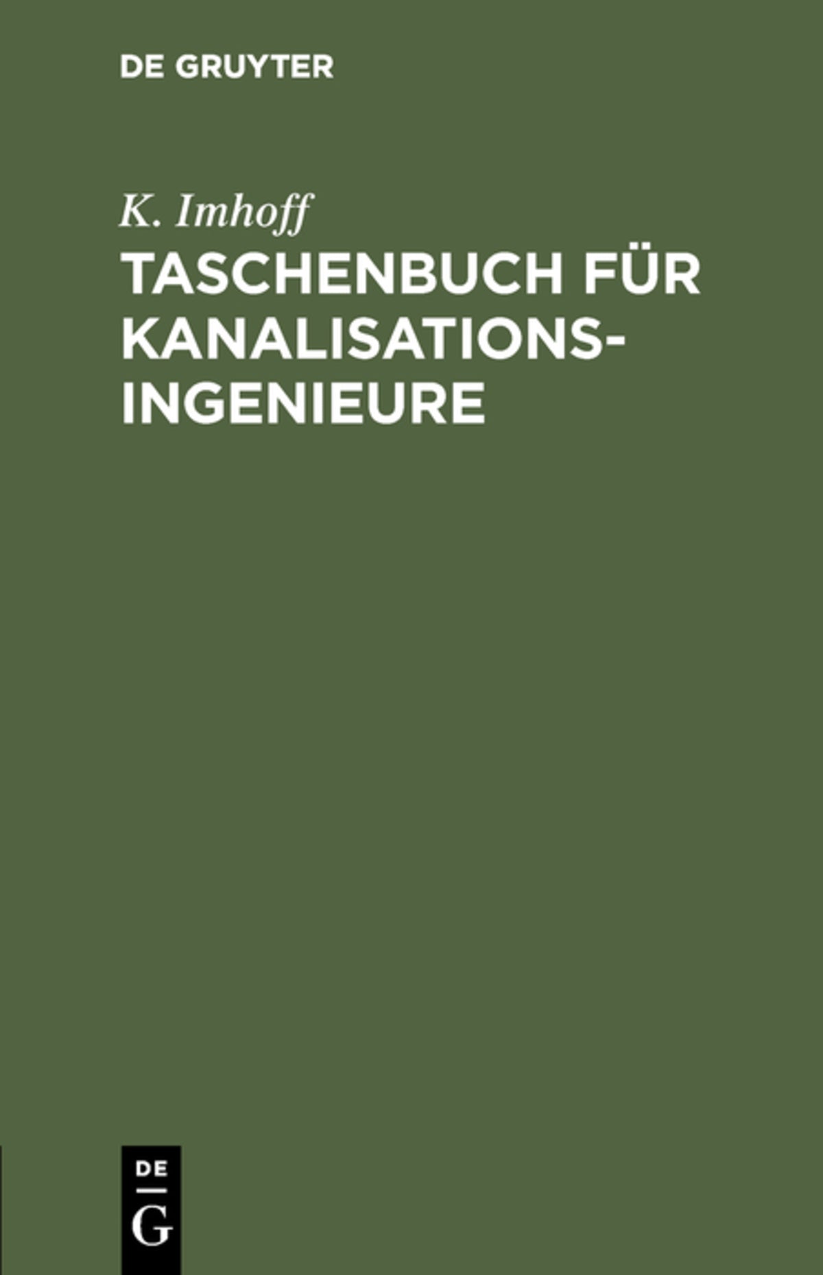 Taschenbuch für Kanalisationsingenieure