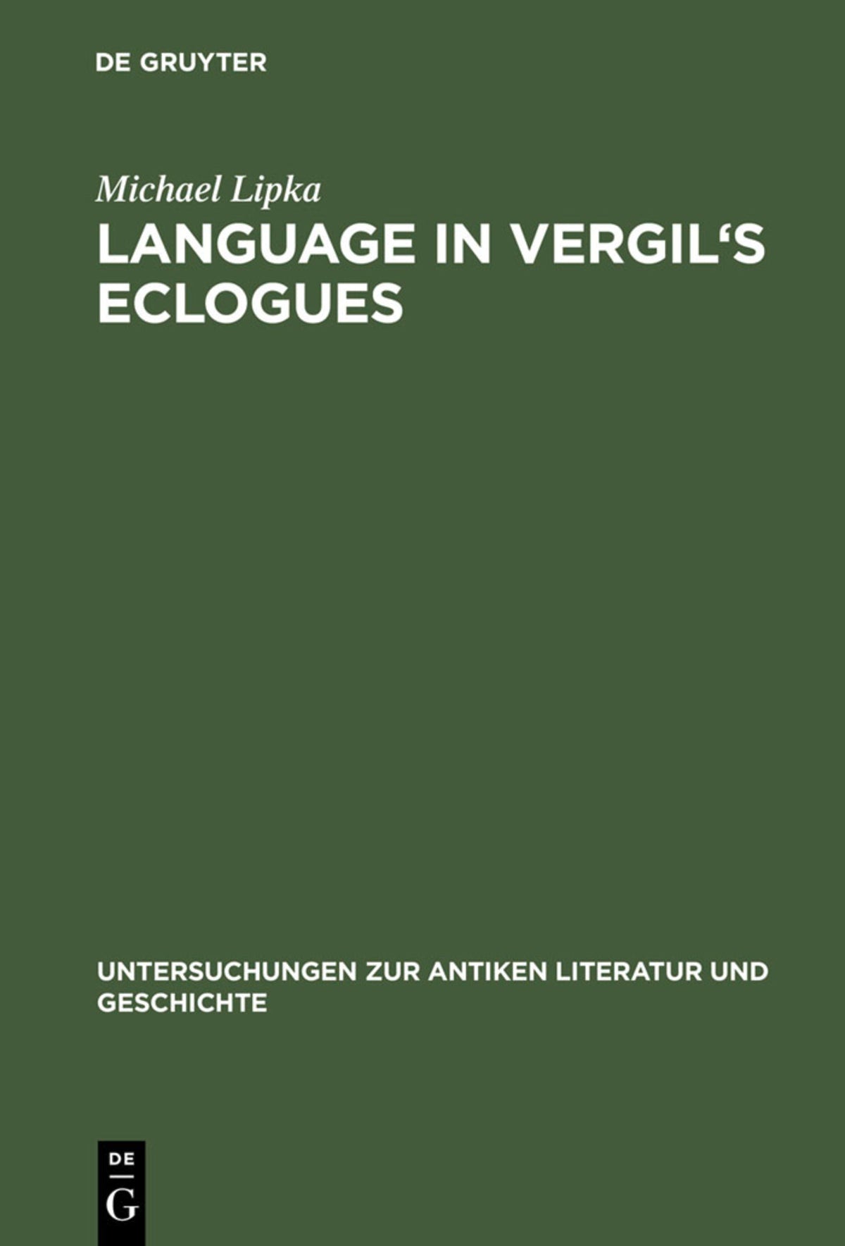 Cover image for Language in Vergil's Eclogues ISBN 9783110169362