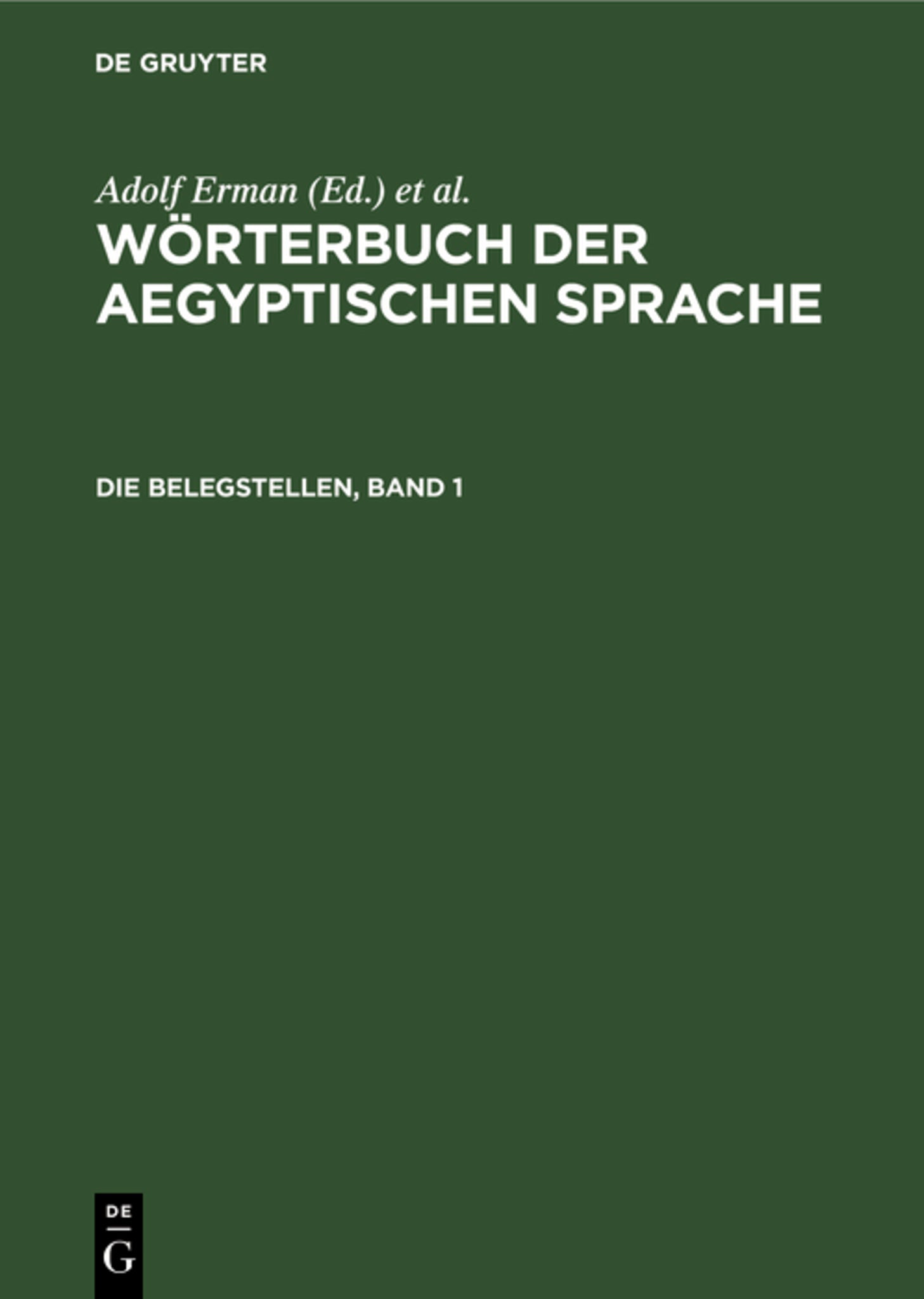 Die Belegstellen, Band 1