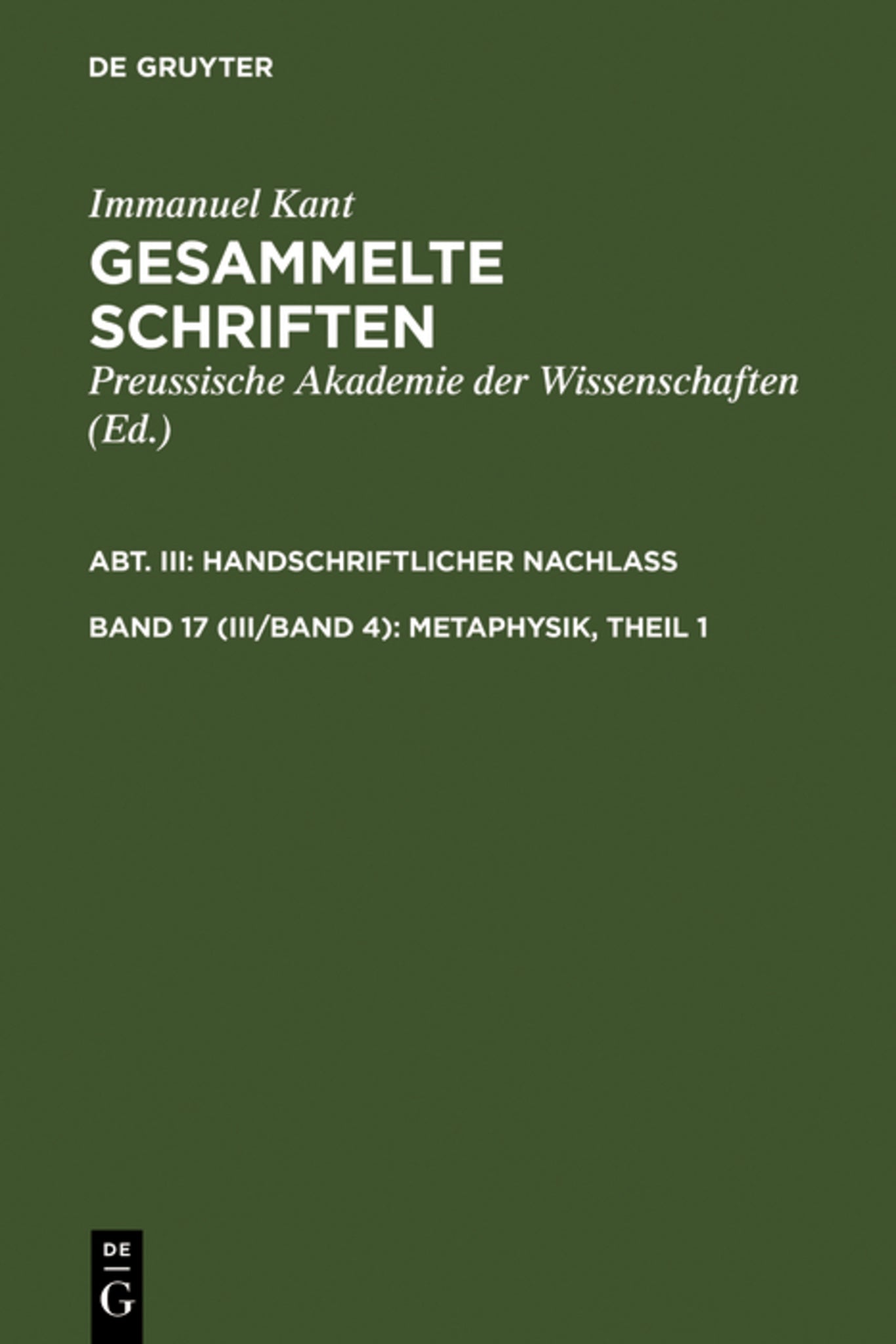 Metaphysik, Theil 1
