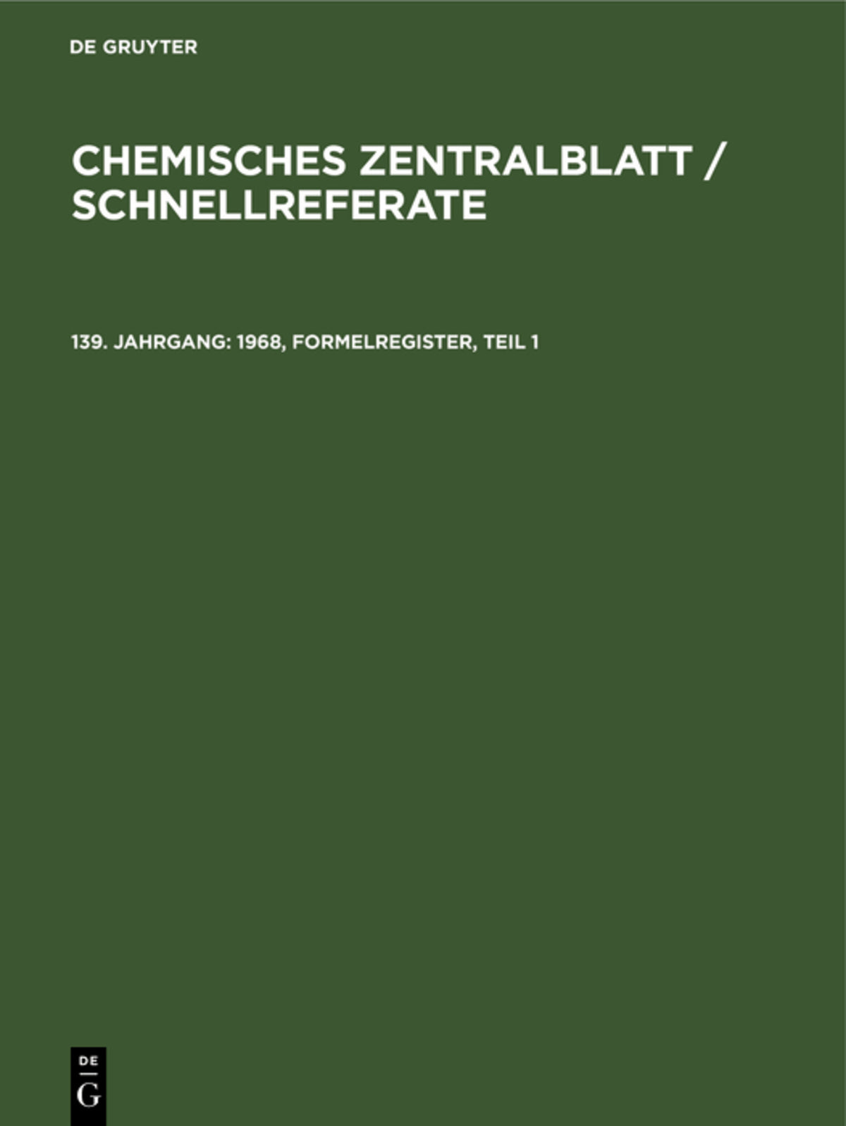 Cover image for 1968, Formelregister, Teil 1 ISBN 9783112487150
