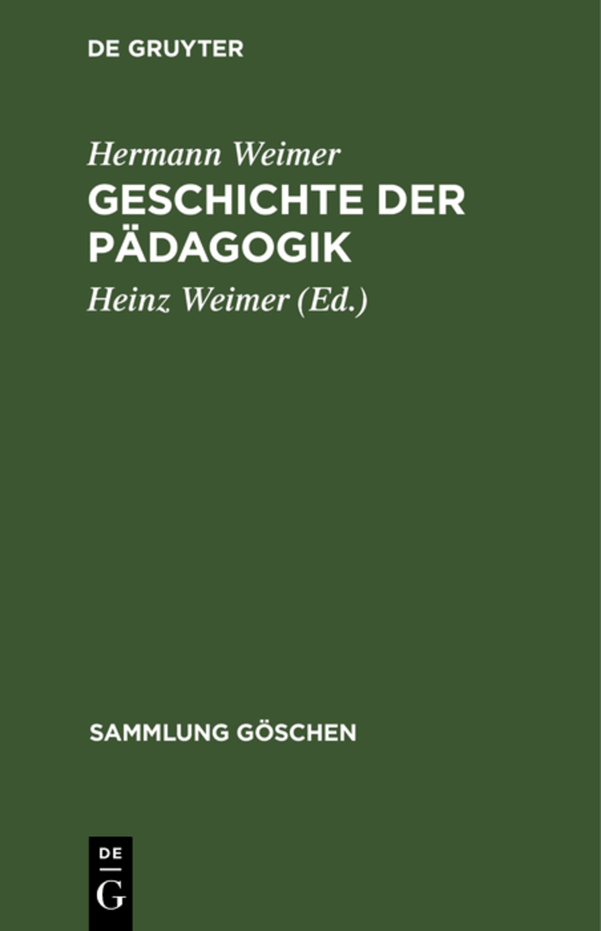 Cover image for Geschichte der Pädagogik ISBN 9783111013626