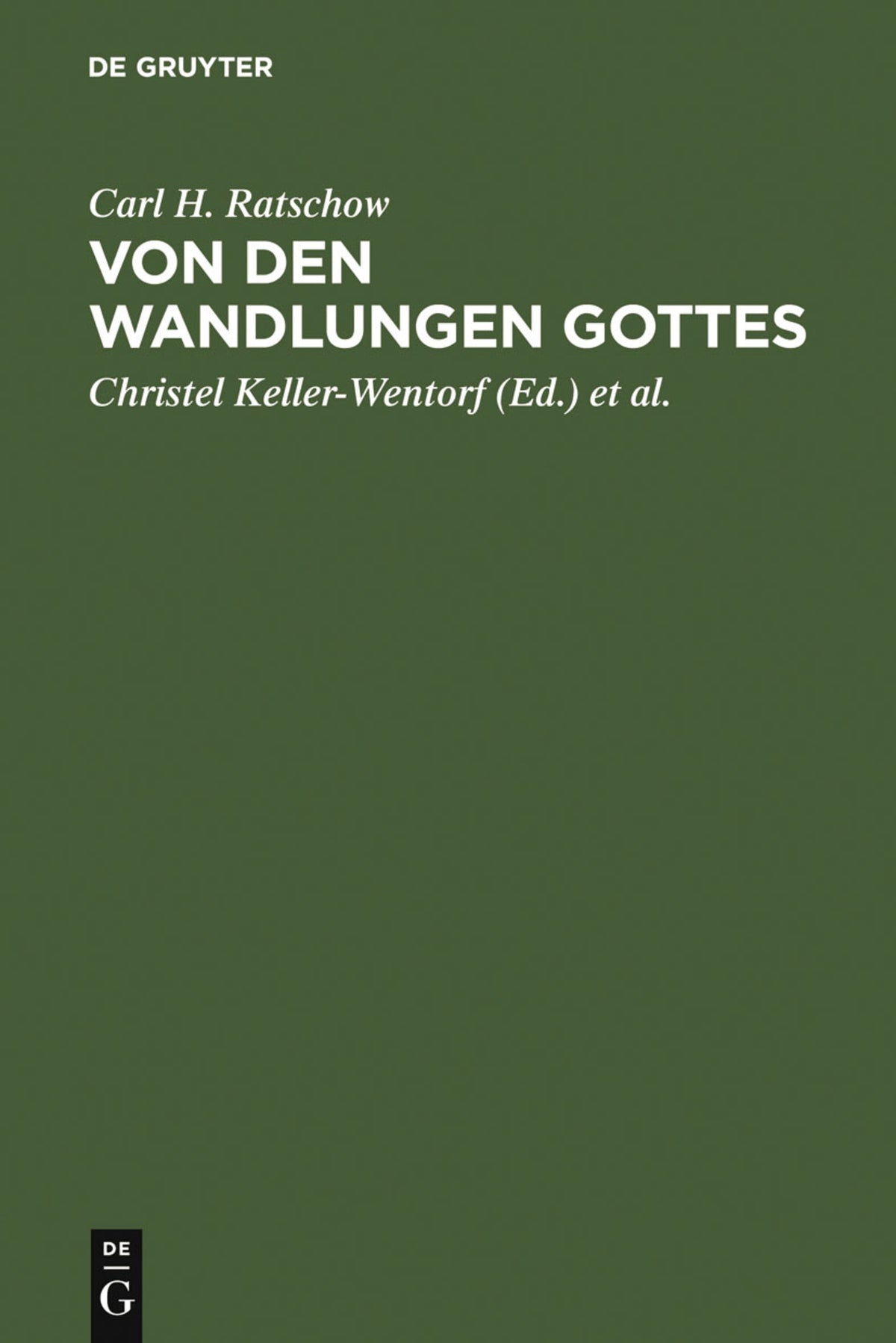 Cover image for Von den Wandlungen Gottes ISBN 9783110109115