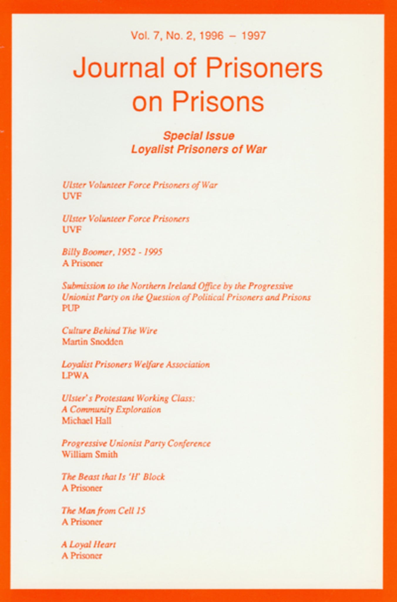 Journal of Prisoners on Prisons V7 #2