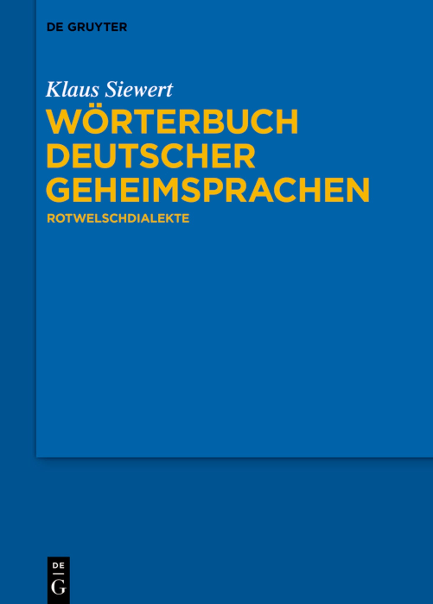Cover image for Wörterbuch deutscher Geheimsprachen ISBN 9783110190328