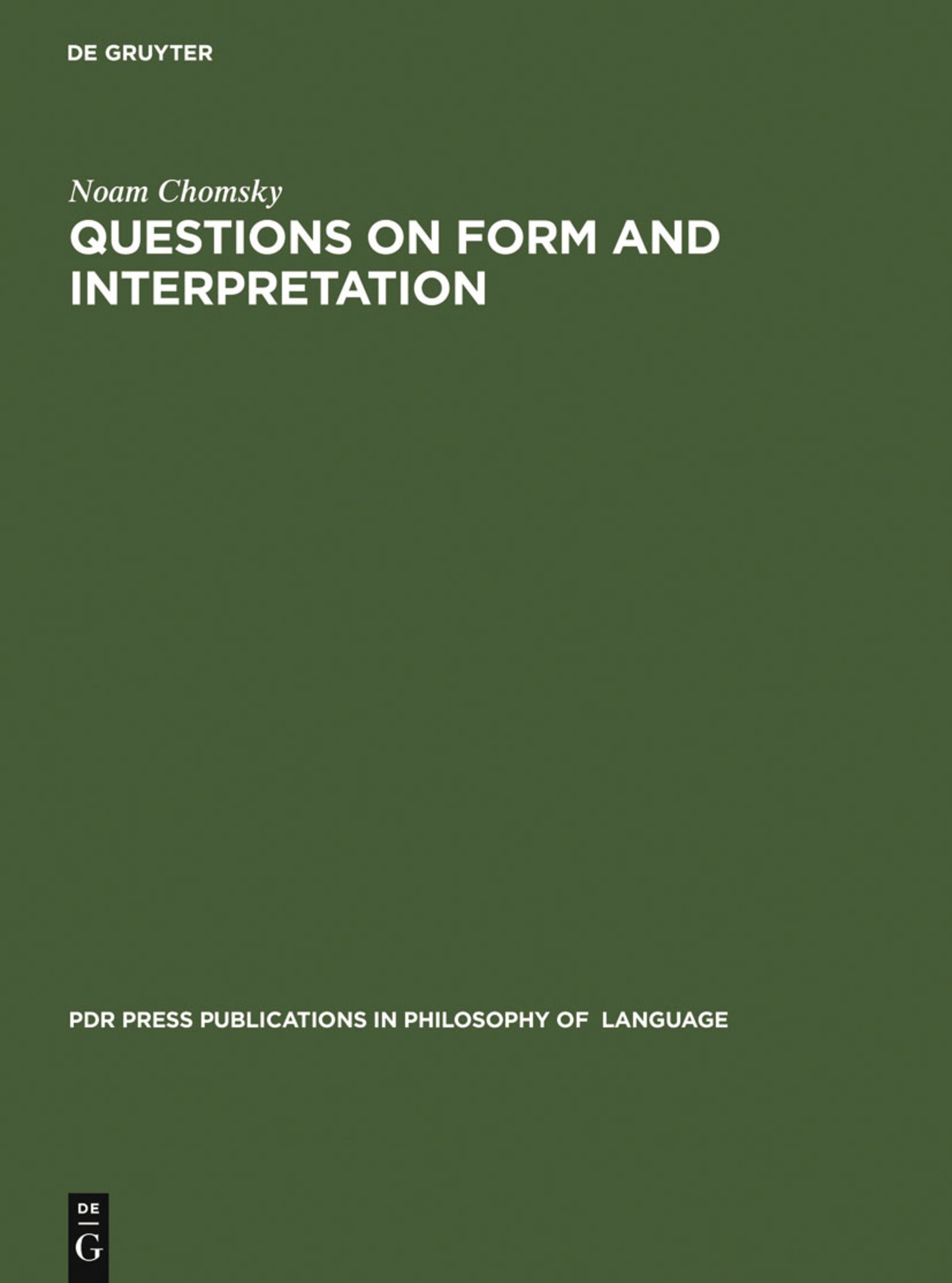 Cover image for Questions on Form and Interpretation ISBN 9783110132823