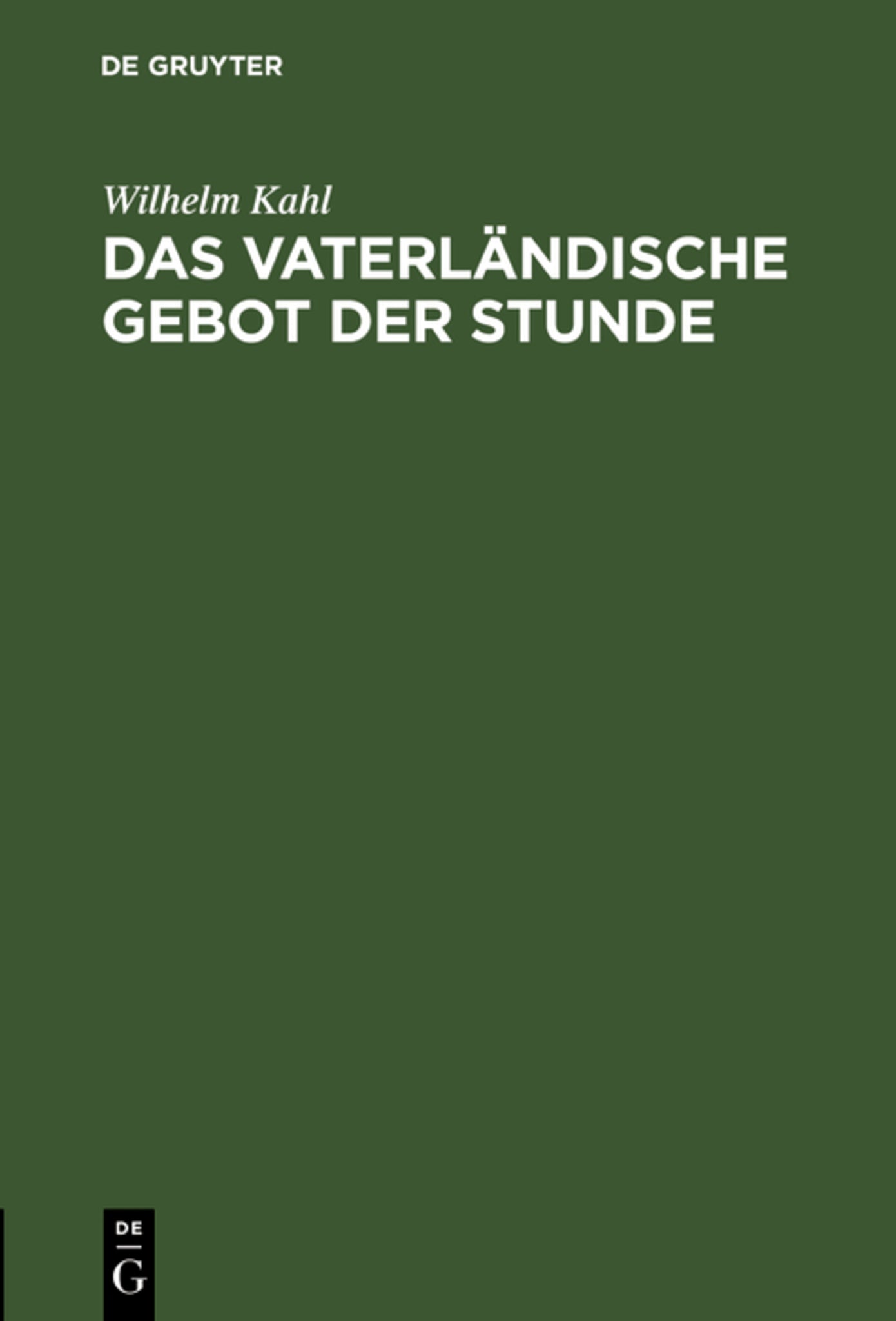 Das vaterländische Gebot der Stunde