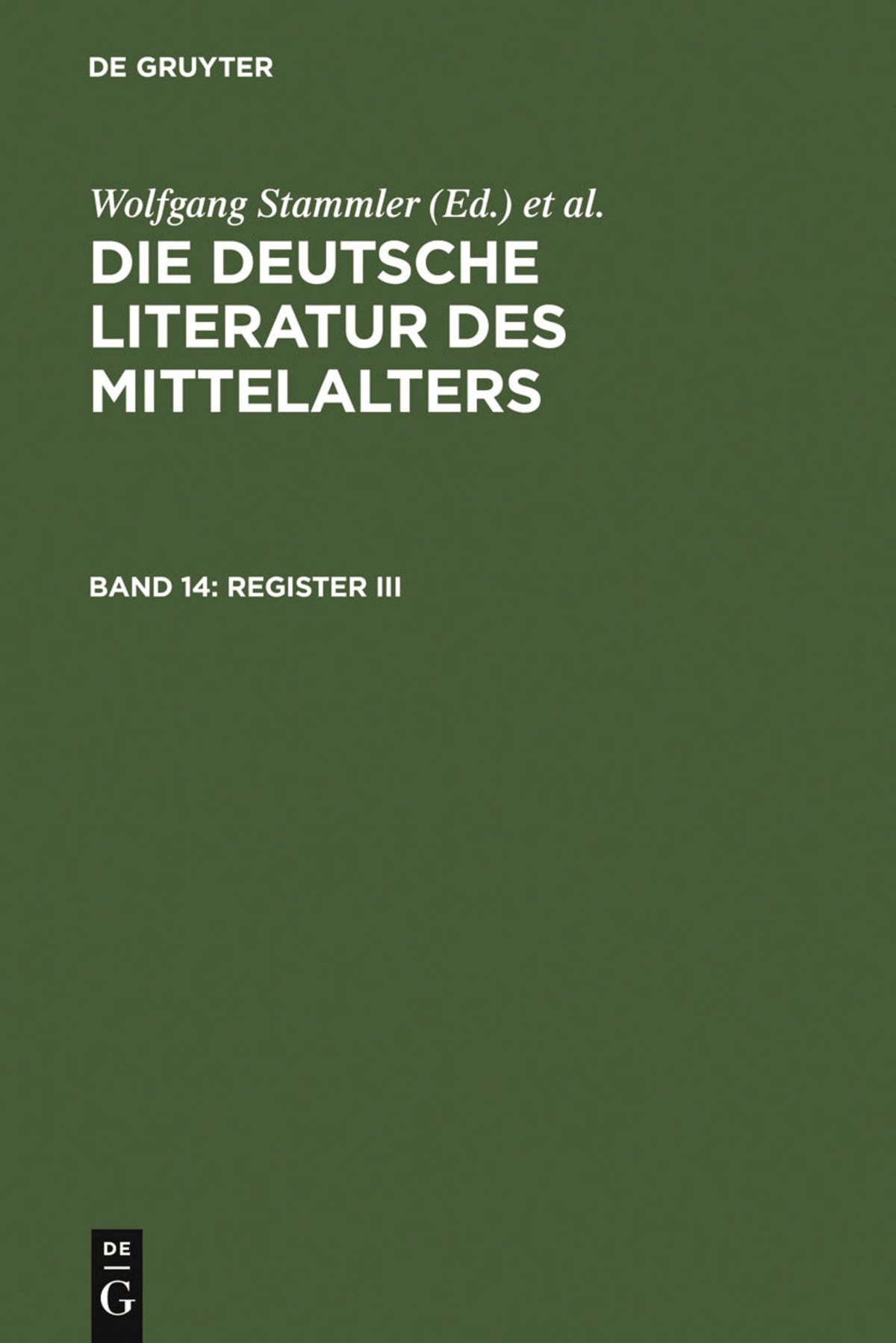 Cover image for Register III ISBN 9783110196504