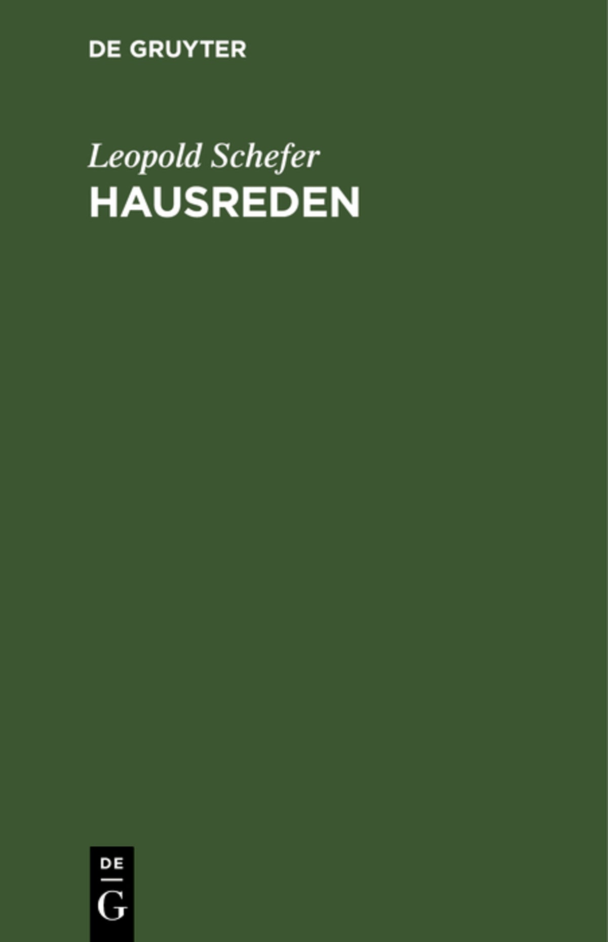 Cover image for Hausreden ISBN 9783112659991