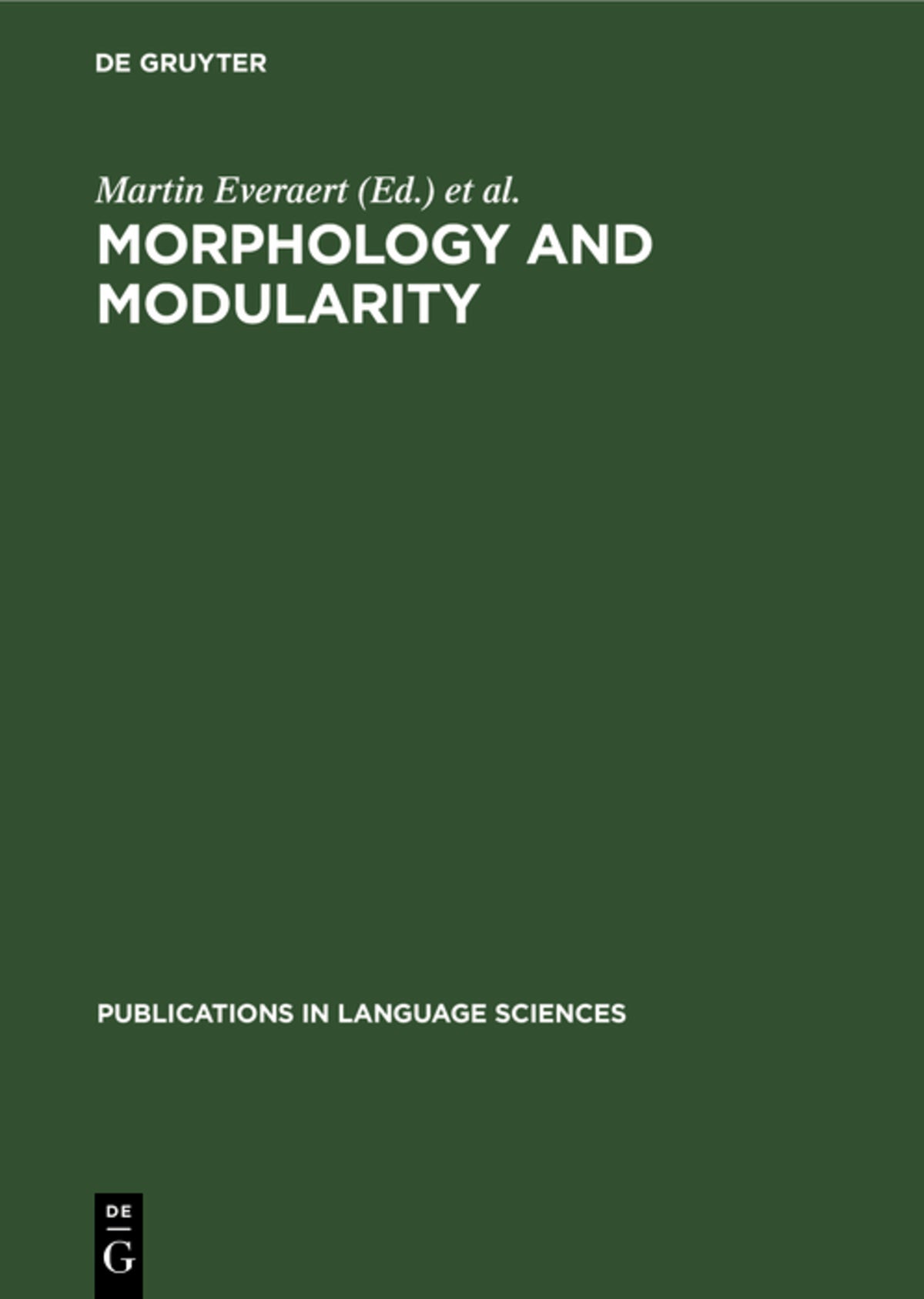 Cover image for Morphology and Modularity ISBN 9783110130942