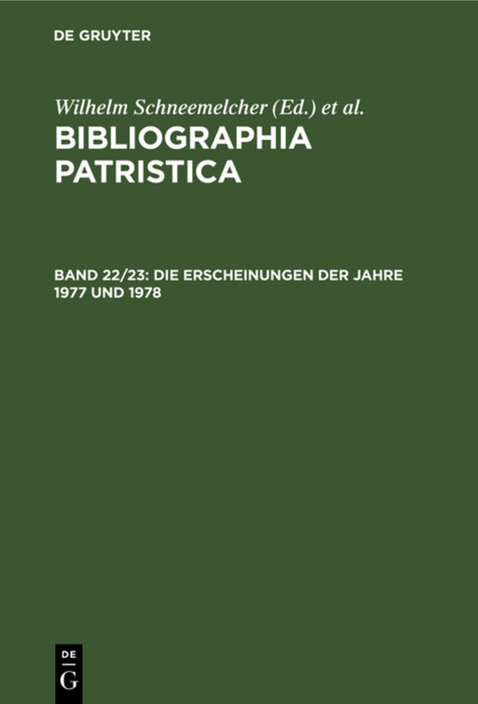 Die Erscheinungen der Jahre 1977 und 1978
