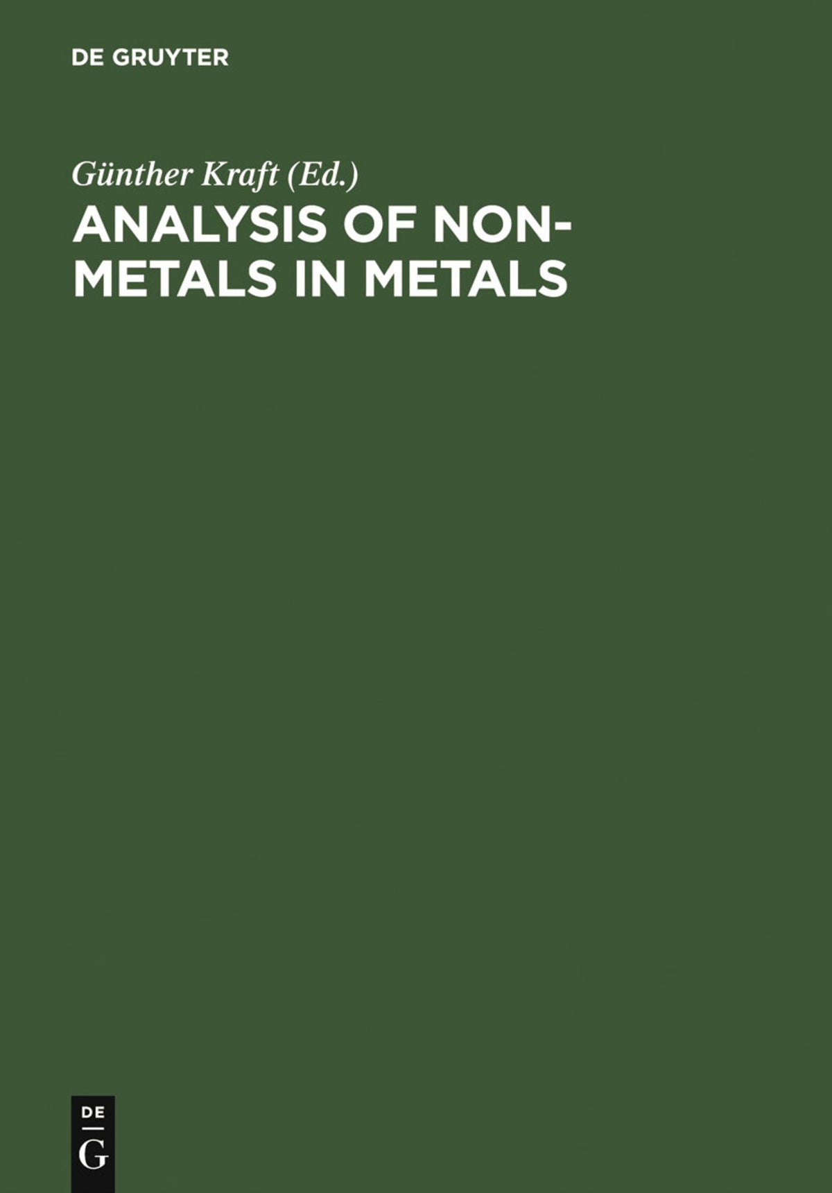 Cover image for Analysis of Non-Metals in Metals ISBN 9783110084436