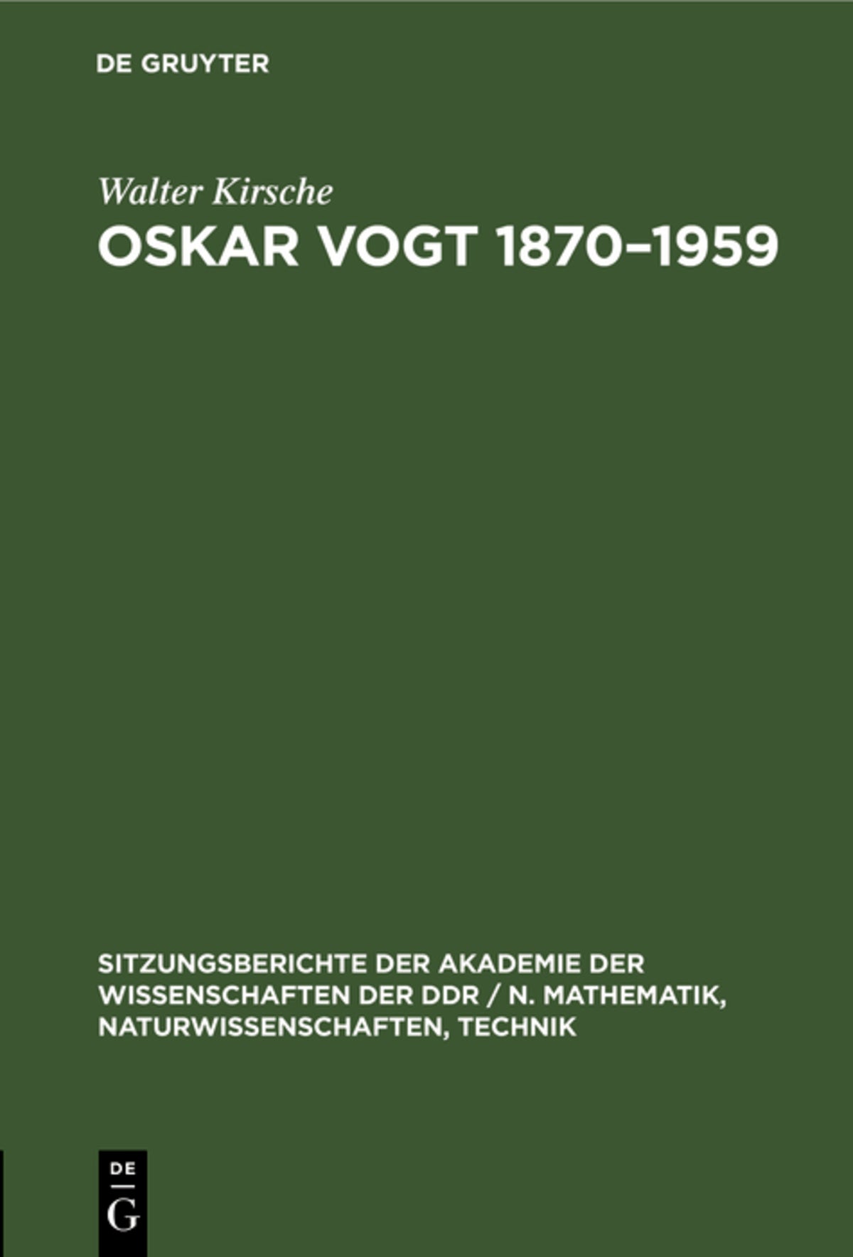 Oskar Vogt 1870–1959